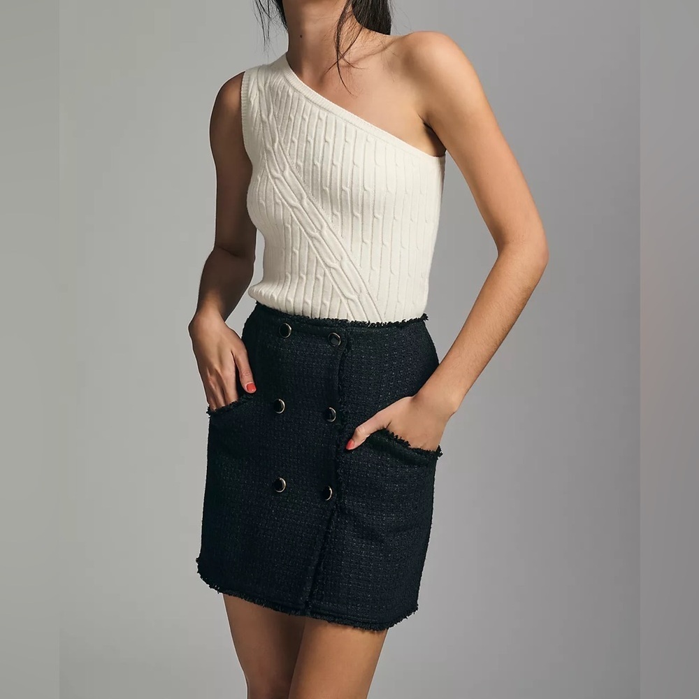 Maeve Tweed Front Button Mini Skirt Sz 8